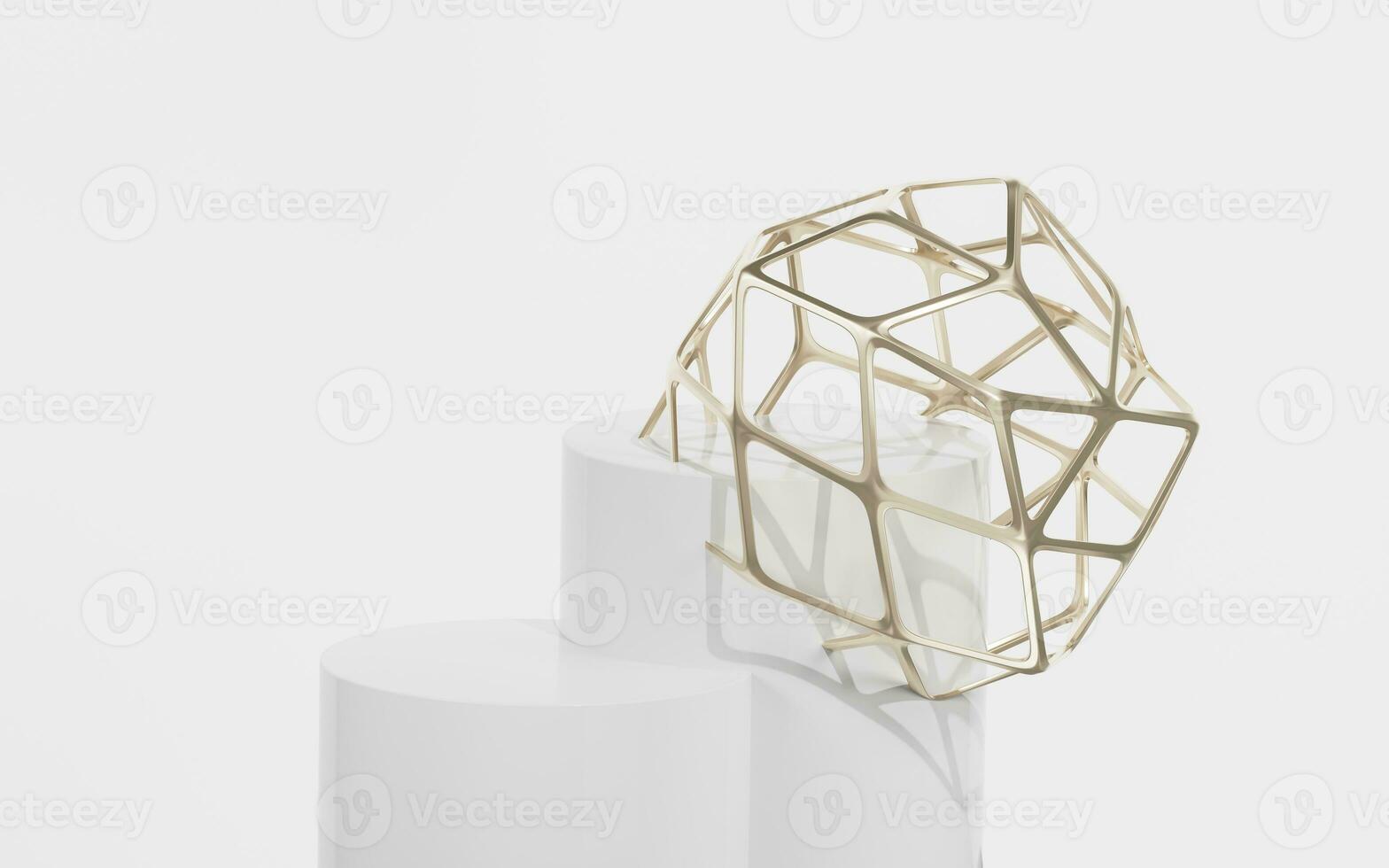Empty stage and abstract metal frame, 3d rendering. photo