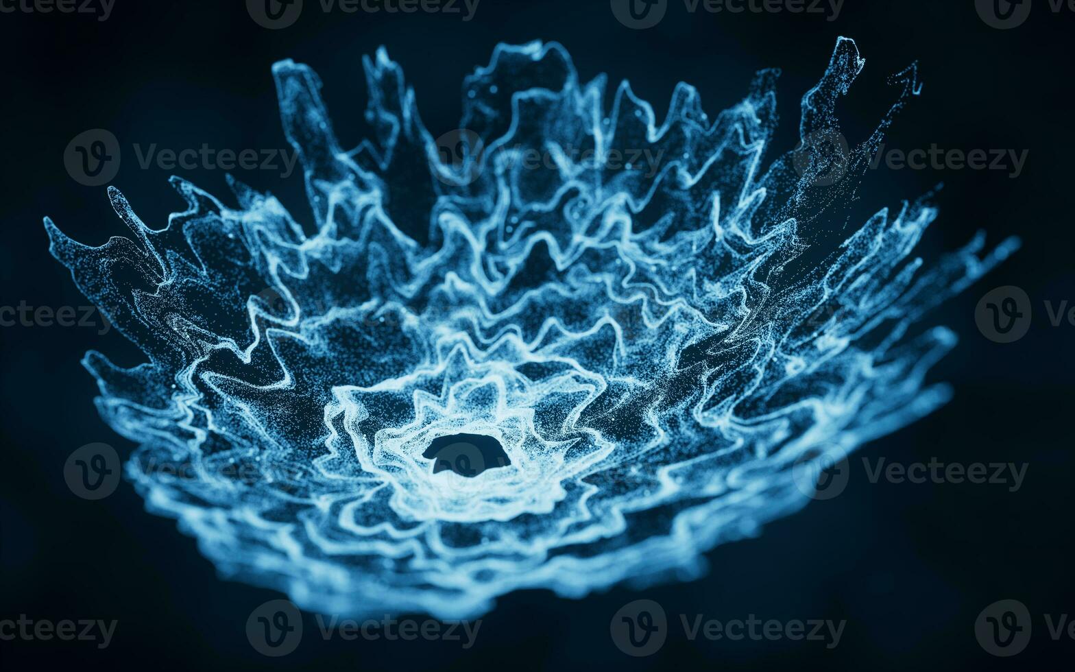 Abstract particles with wave pattern, 3d rendering. photo