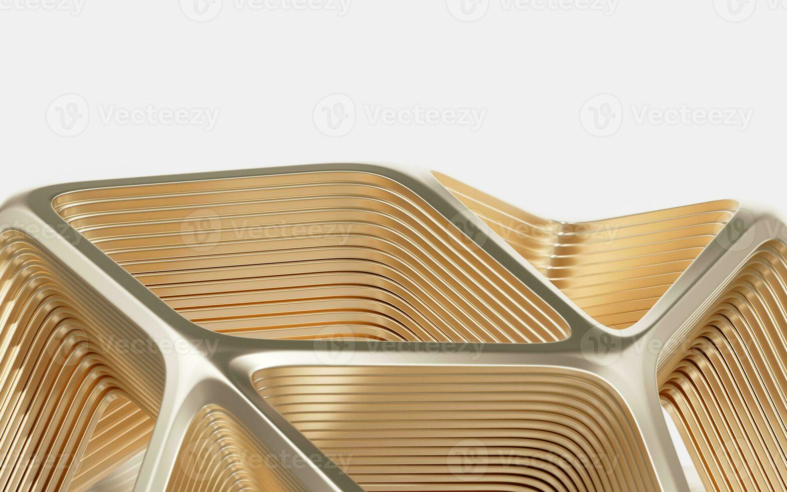 Abstract metal frame with white background, 3d rendering. photo