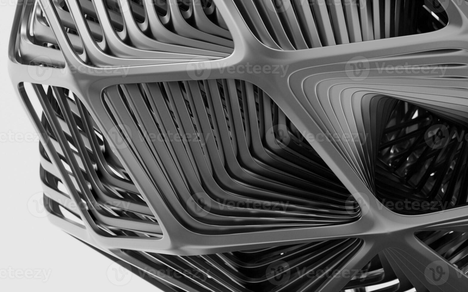 Abstract metal frame with white background, 3d rendering. photo