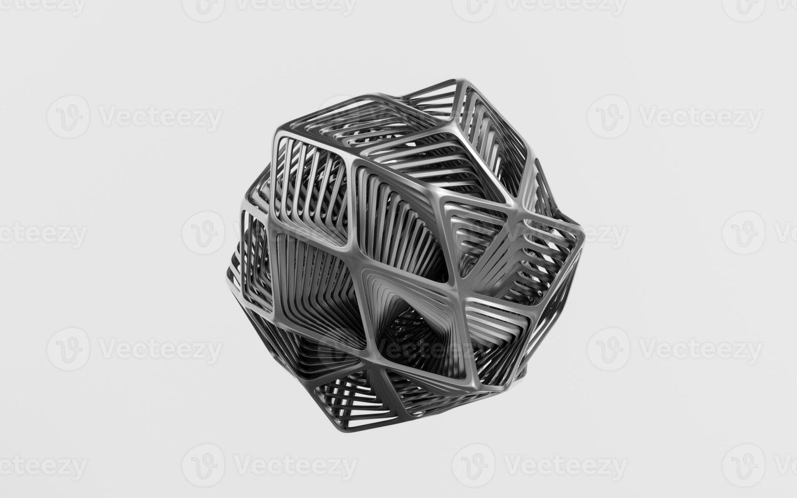Abstract metal frame with white background, 3d rendering. photo