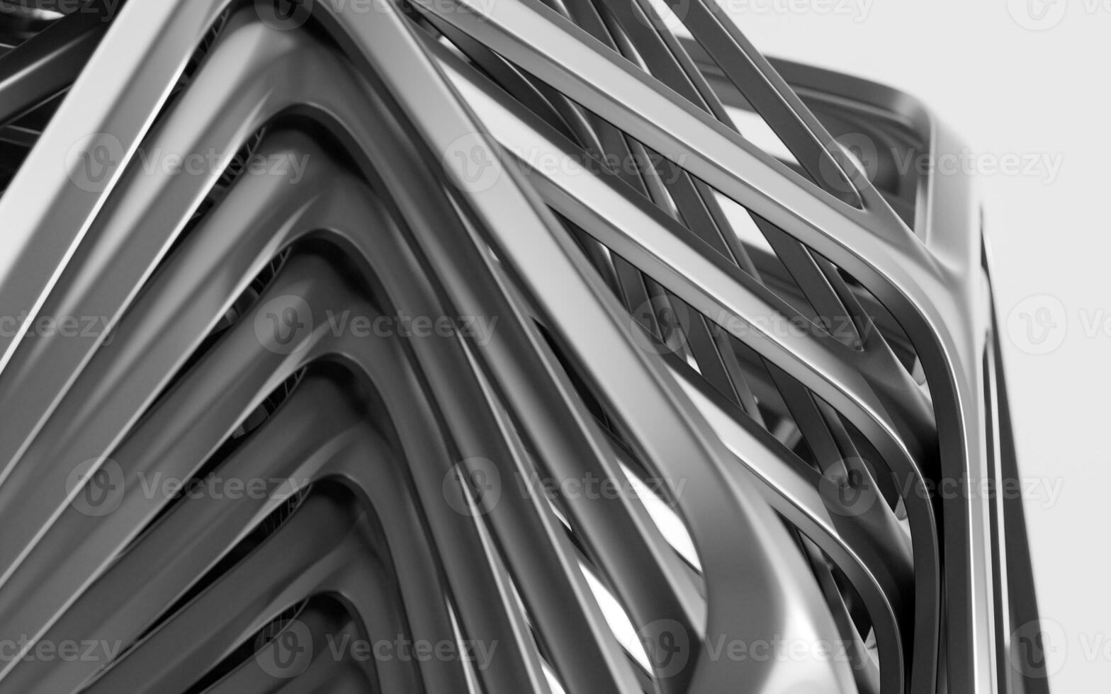 Abstract metal frame with white background, 3d rendering. photo