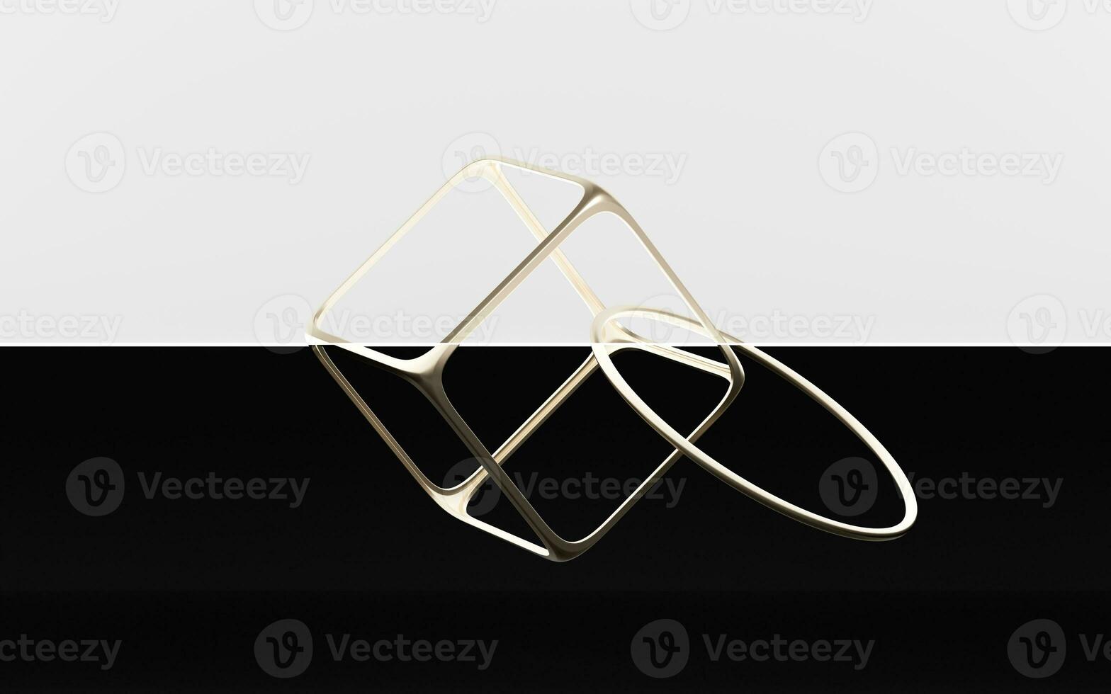 Abstract metal frame with white background, 3d rendering. photo