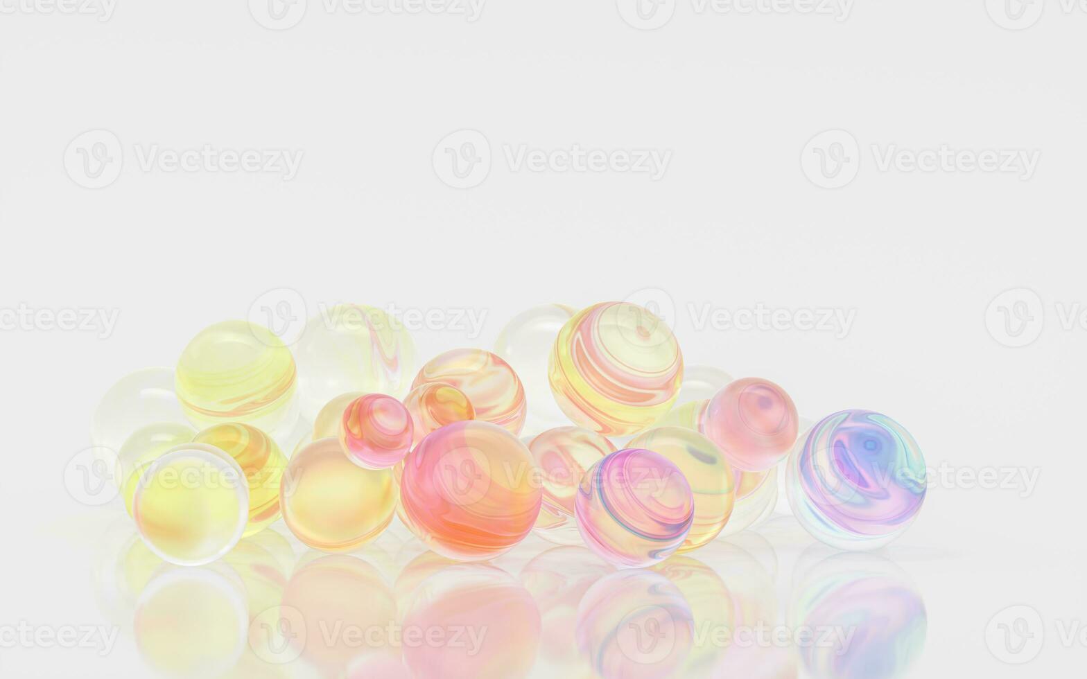 Gradient glass ball with white background, 3d rendering. photo