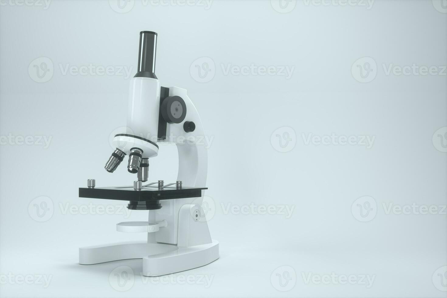 Microscope with white background,abstract conception,3d rendering. photo