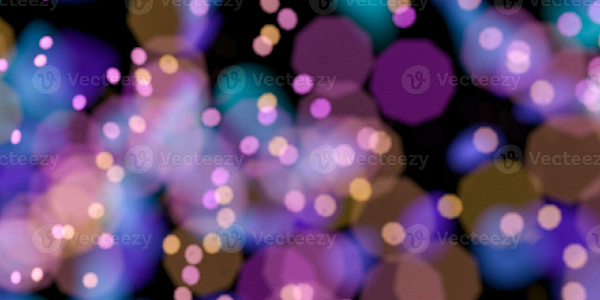 Glittering purple lights with dark background, 3d rendering. photo