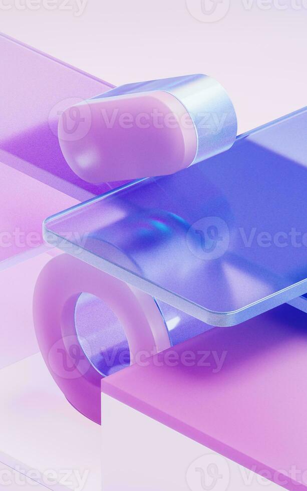 Gradient glasses and cubes, 3d rendering. photo