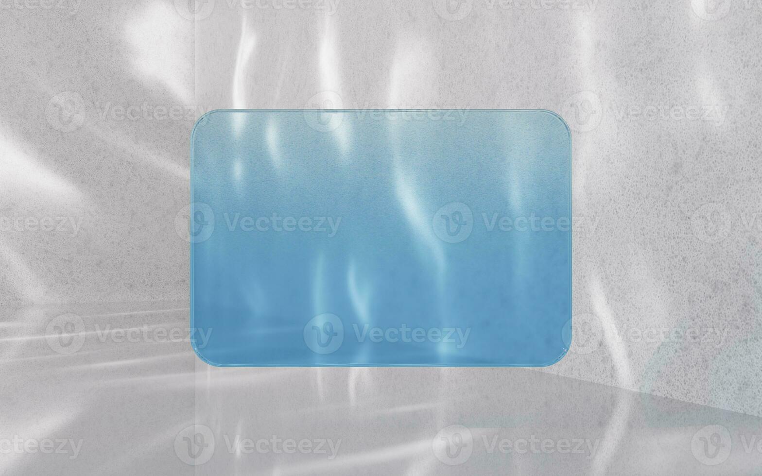 Glass cube with light and shadow background, 3d rendering. photo