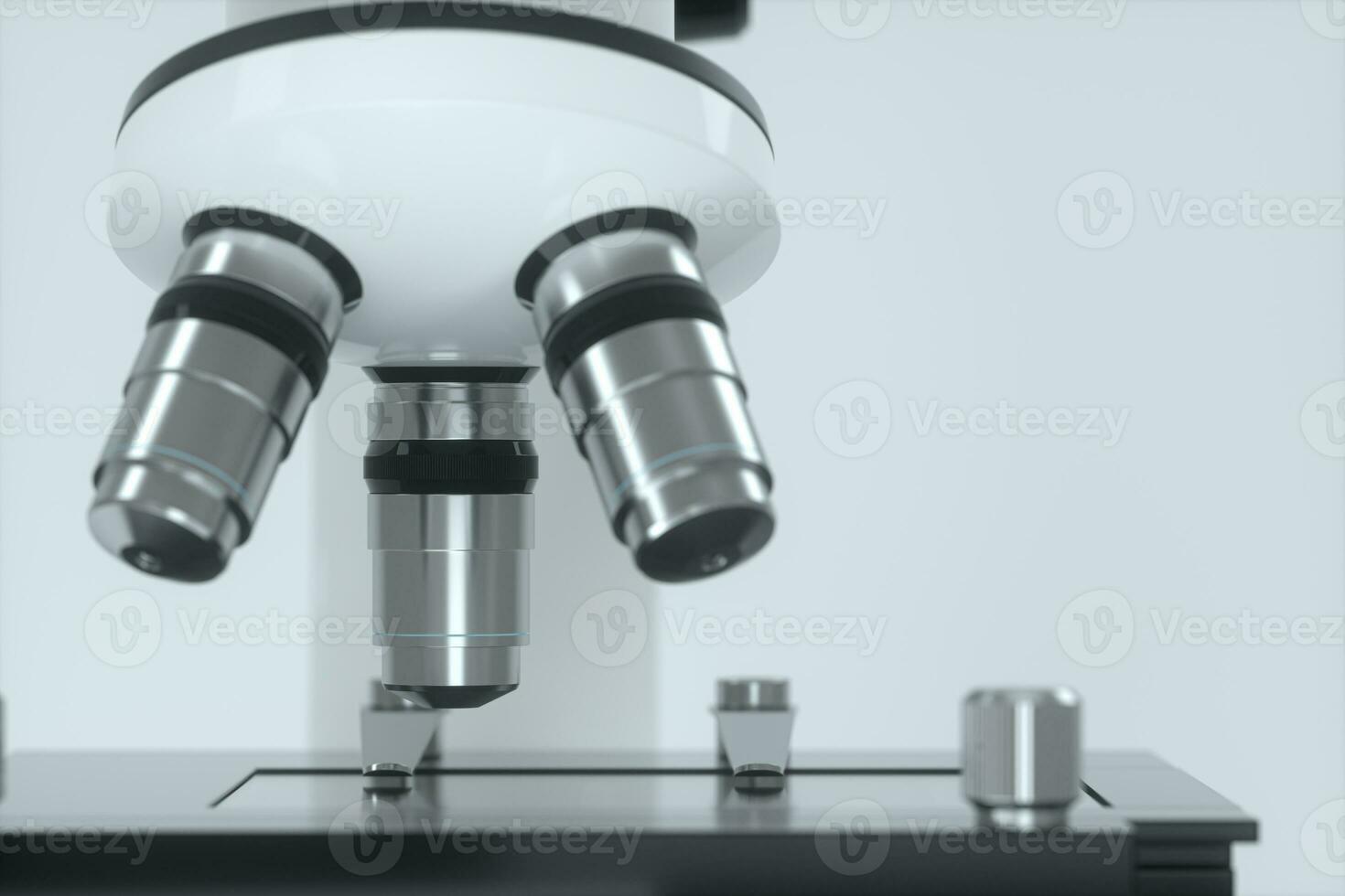 Microscope with white background,abstract conception,3d rendering. photo