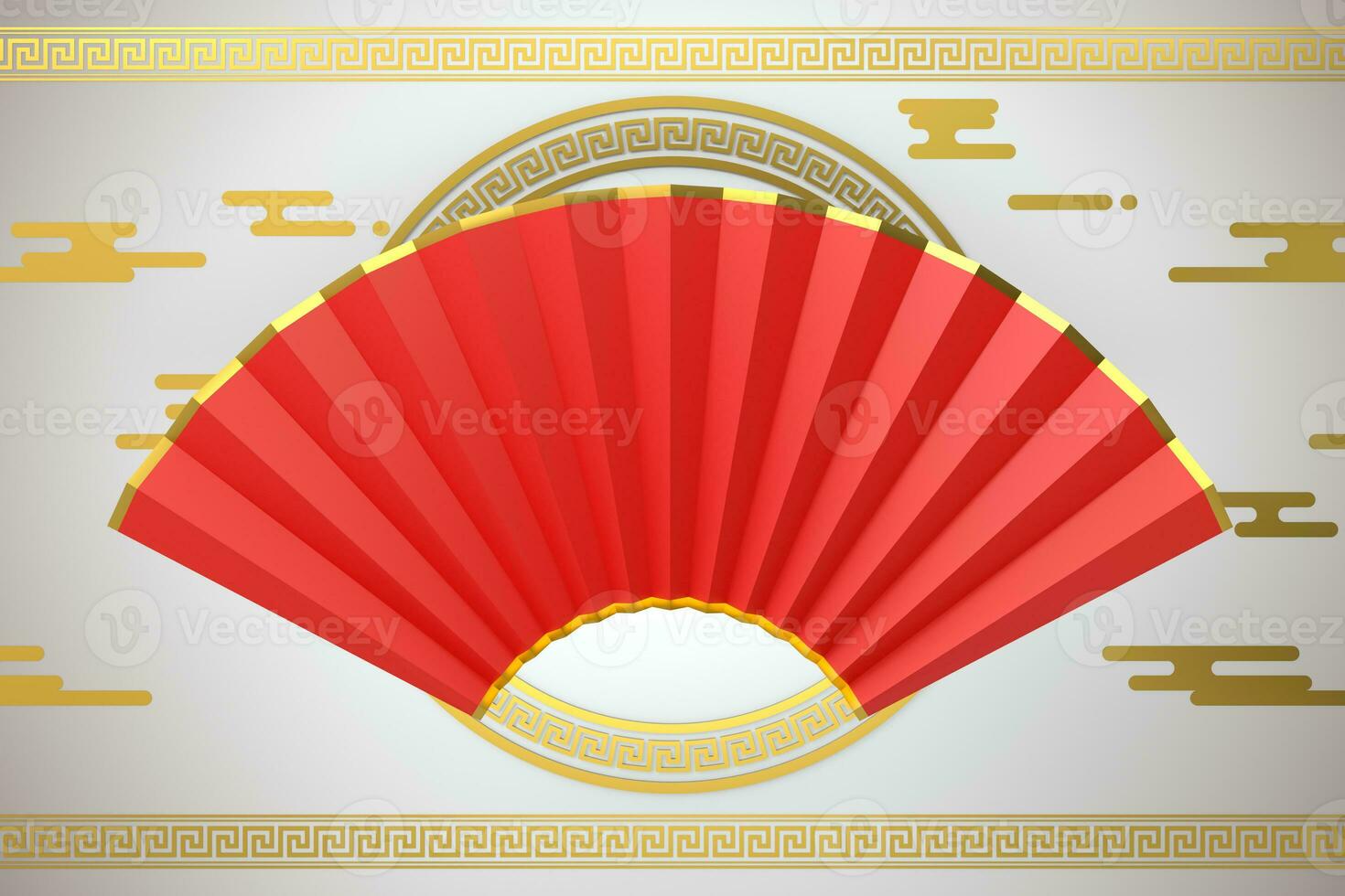 Chinese fan with traditional celebration decoration, 3d rendering. photo