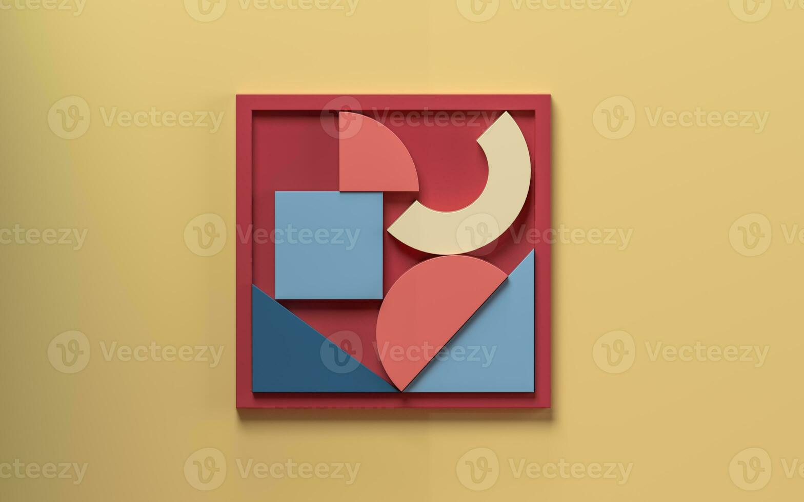 The geometry in the frame on the wall, 3d rendering. photo