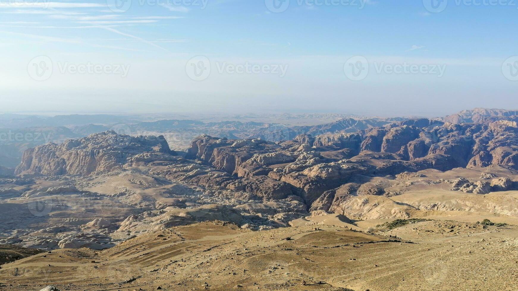 With camel caravan through the deserts of Wadi Rum, Jordan photo