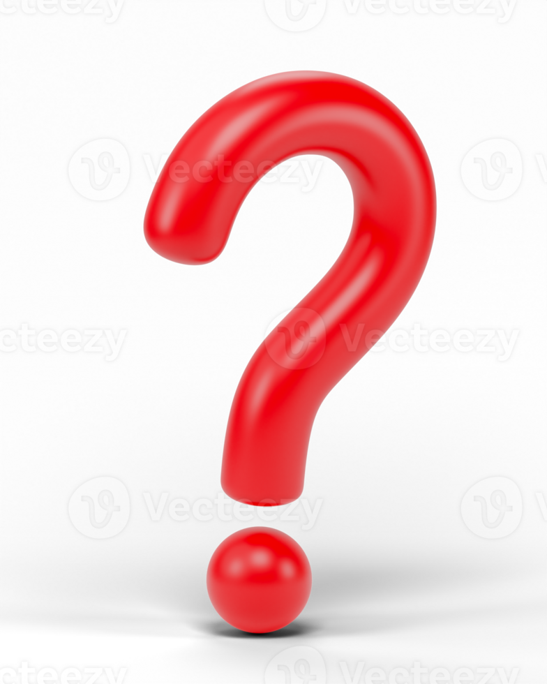 3D question mark icon or ask faq answer solution isolated on transparent background png file.