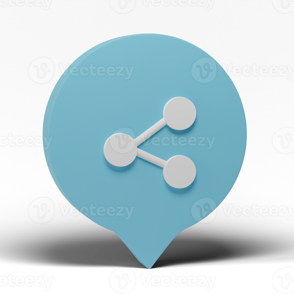 3d render. Share sign icon isolated on transparent background. social media, connection, network concept. png