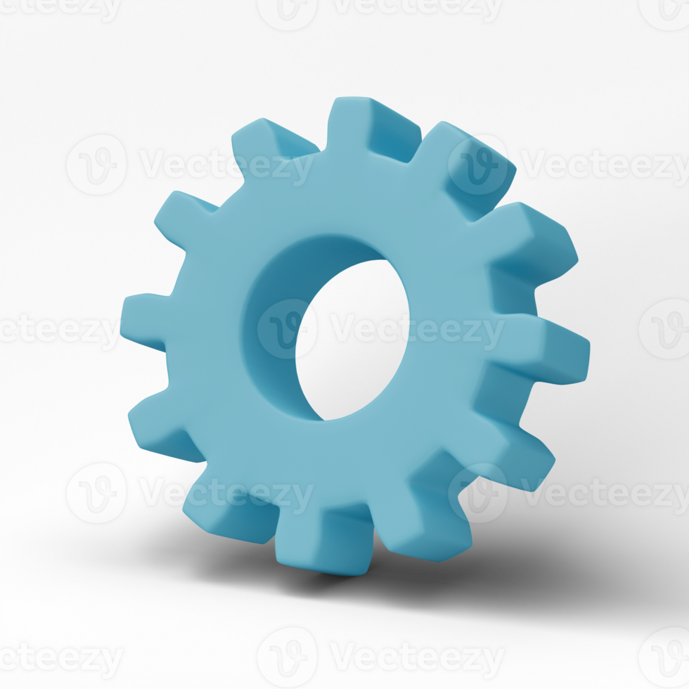 Cogwheel Gear icon isolated on transparent background. 3D render png