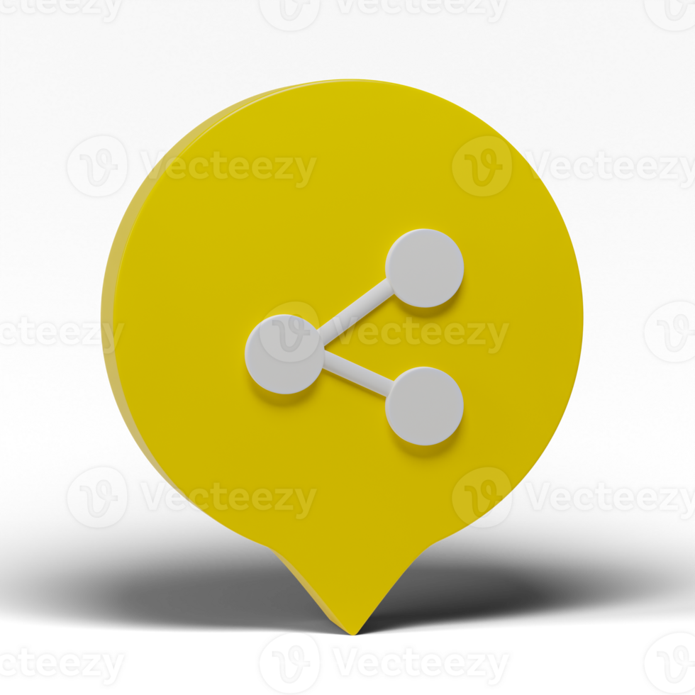 3d render. Share sign icon isolated on transparent background. social media, connection, network concept. png