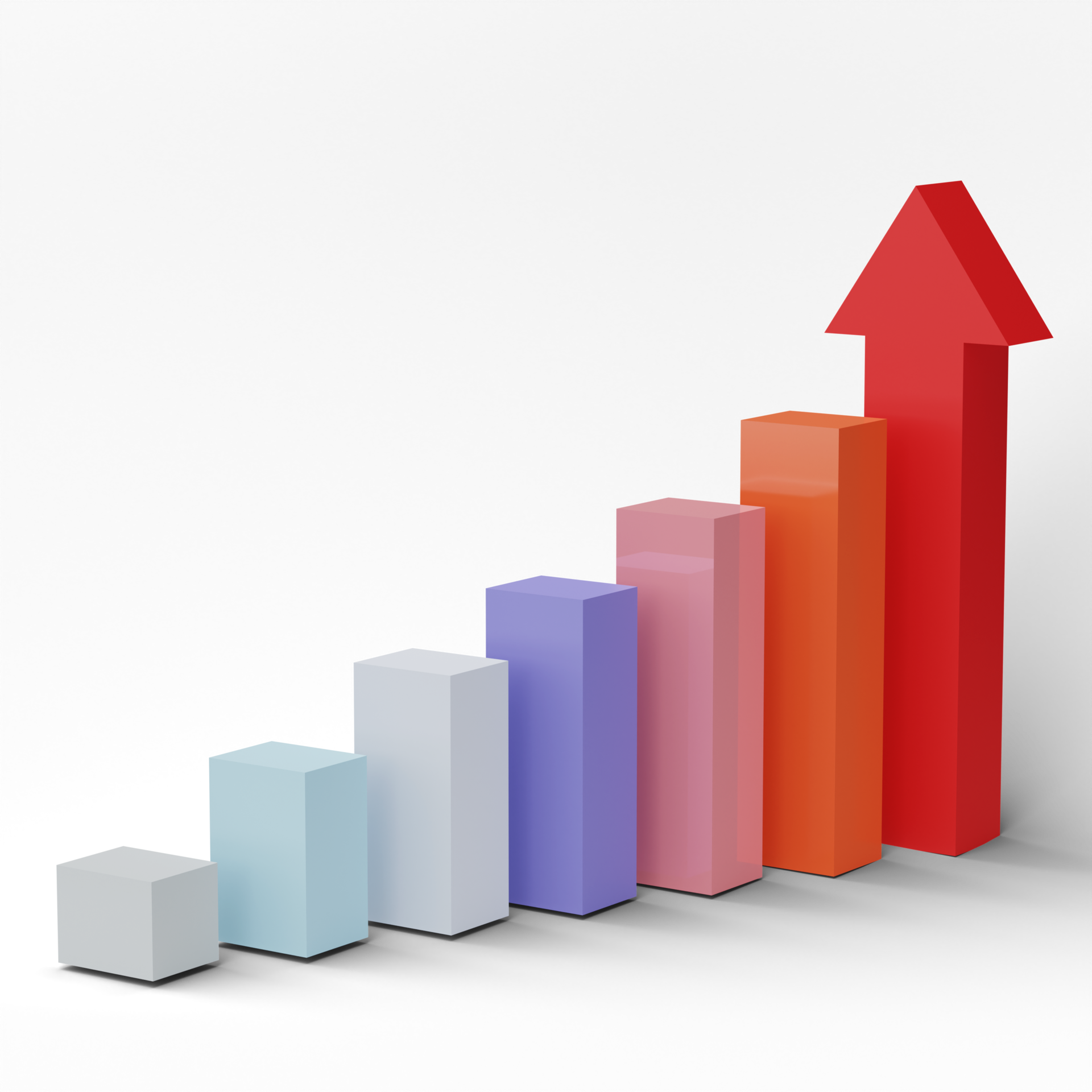 Business chart graphics, Growing bars graphic rising forward