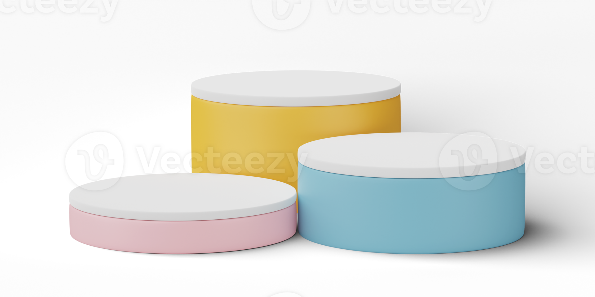3D, cylinder podium display scene of minimal geometric platform base isolated on transparent background png file