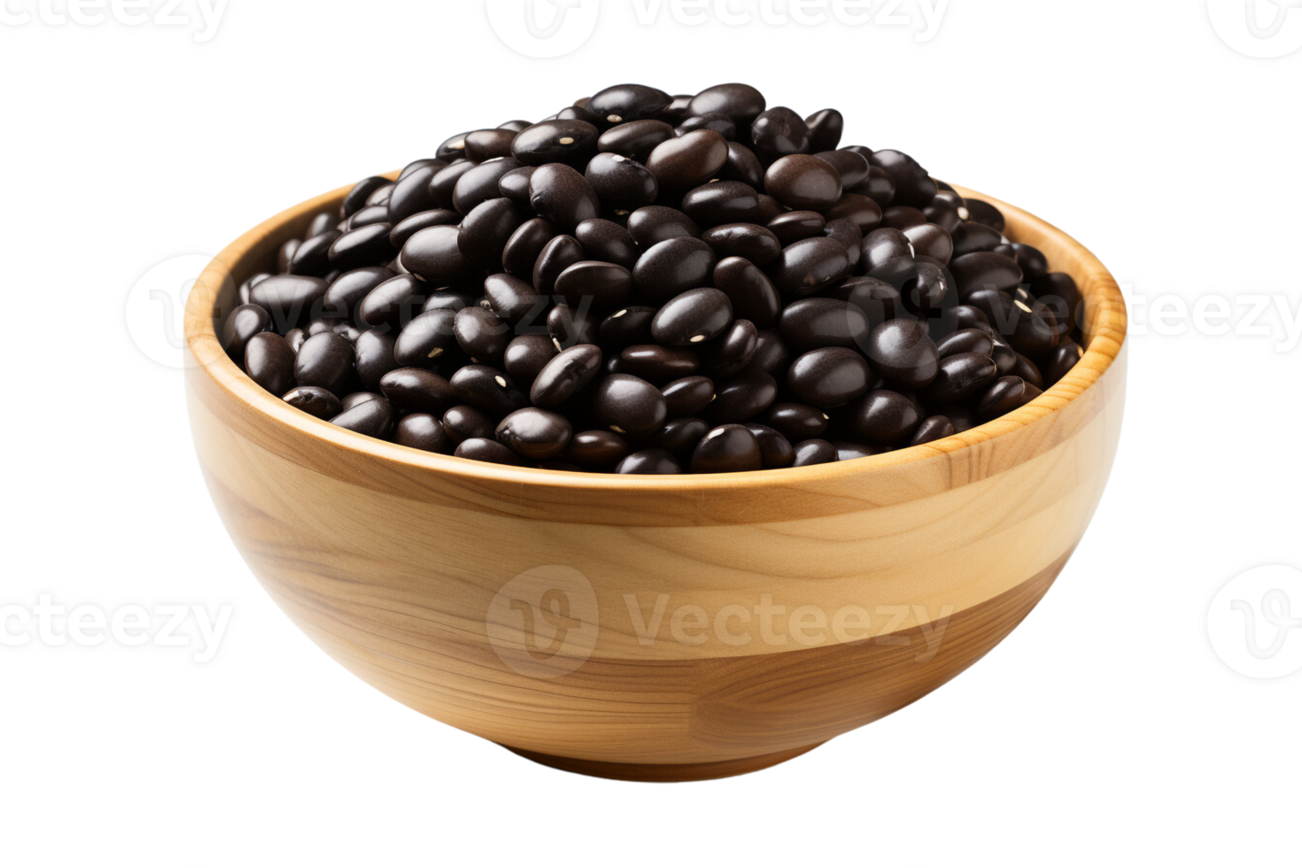 Black beans in the bowl on isolated background.Healthy and vegan concept.Created with Generative AI technology. png