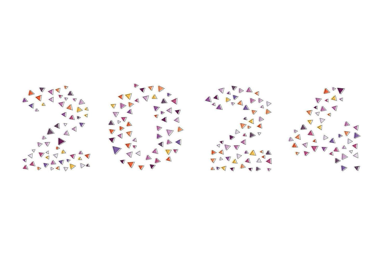 2024 number with pattern shapes for Happy New Year vector