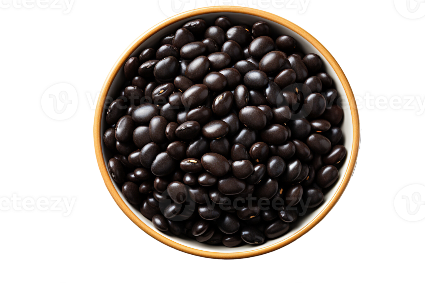 Black beans in the bowl on isolated background.Healthy and vegan concept.Created with Generative AI technology. png