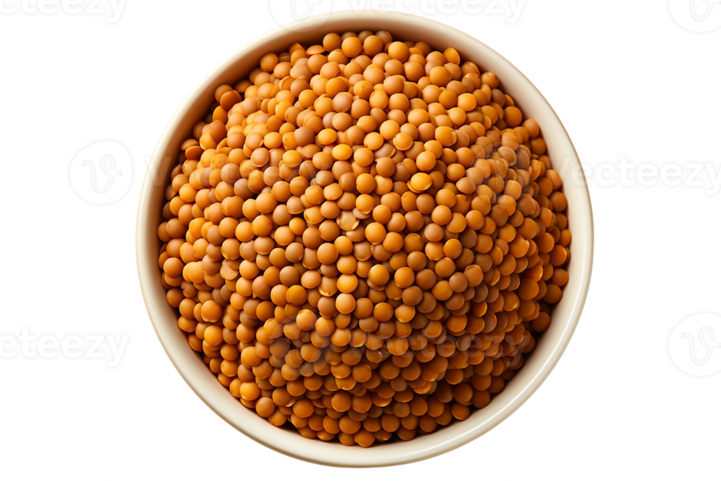 lentils seeds in the bowl on isolated background.Healthy and vegan concept.Created with Generative AI technology. png