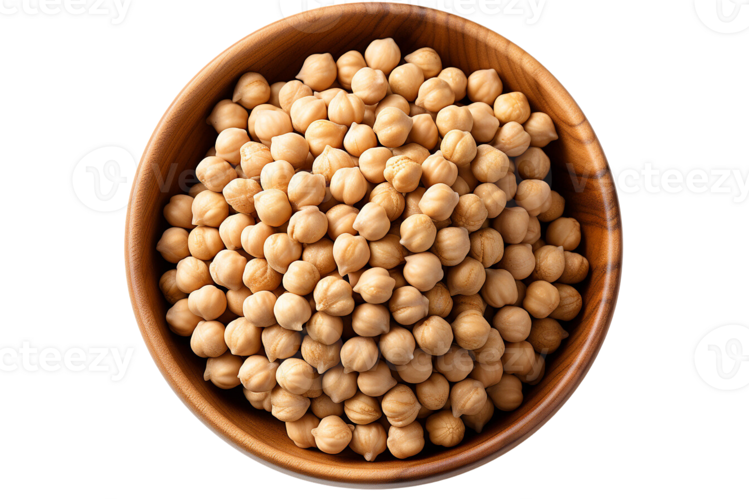 Chickpeas in the bowl on isolated background.Healthy and vegan concept.Created with Generative AI technology. png