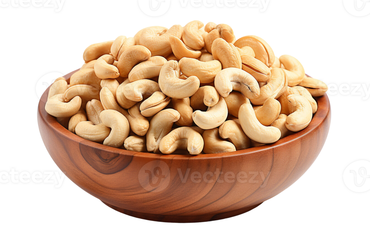 Cashew nuts in the bowl on isolated background.Healthy and vegan concept.Created with Generative AI technology. png