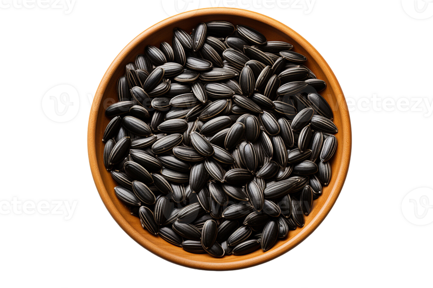 Sunflower seeds in the bowl on isolated background.Healthy and vegan concept.Created with Generative AI technology. png