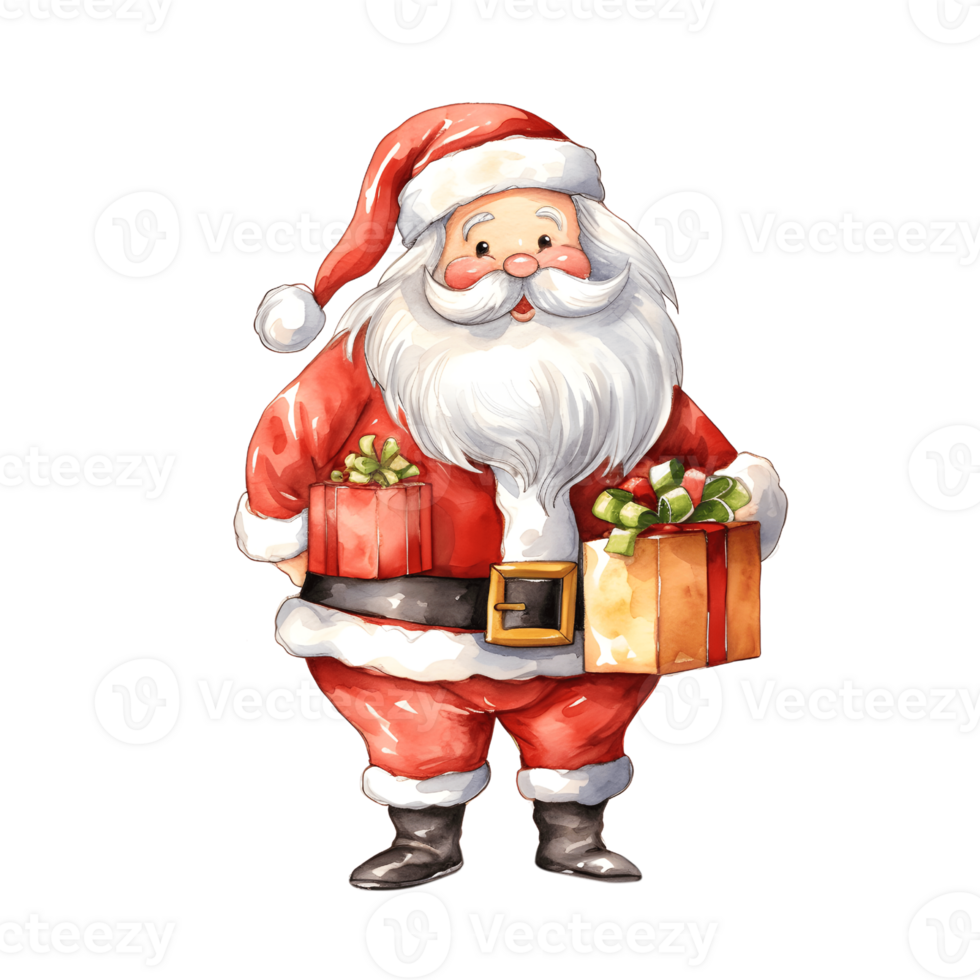 Santa Claus Christmas Celebration on Transparent PNG Background ai generator