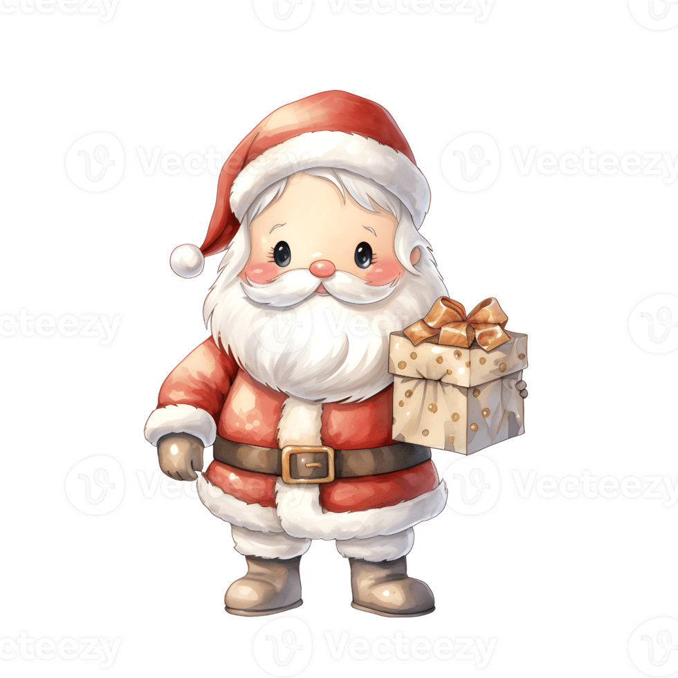 Watercolor Santa Claus Art on Transparent PNG Background ai generator