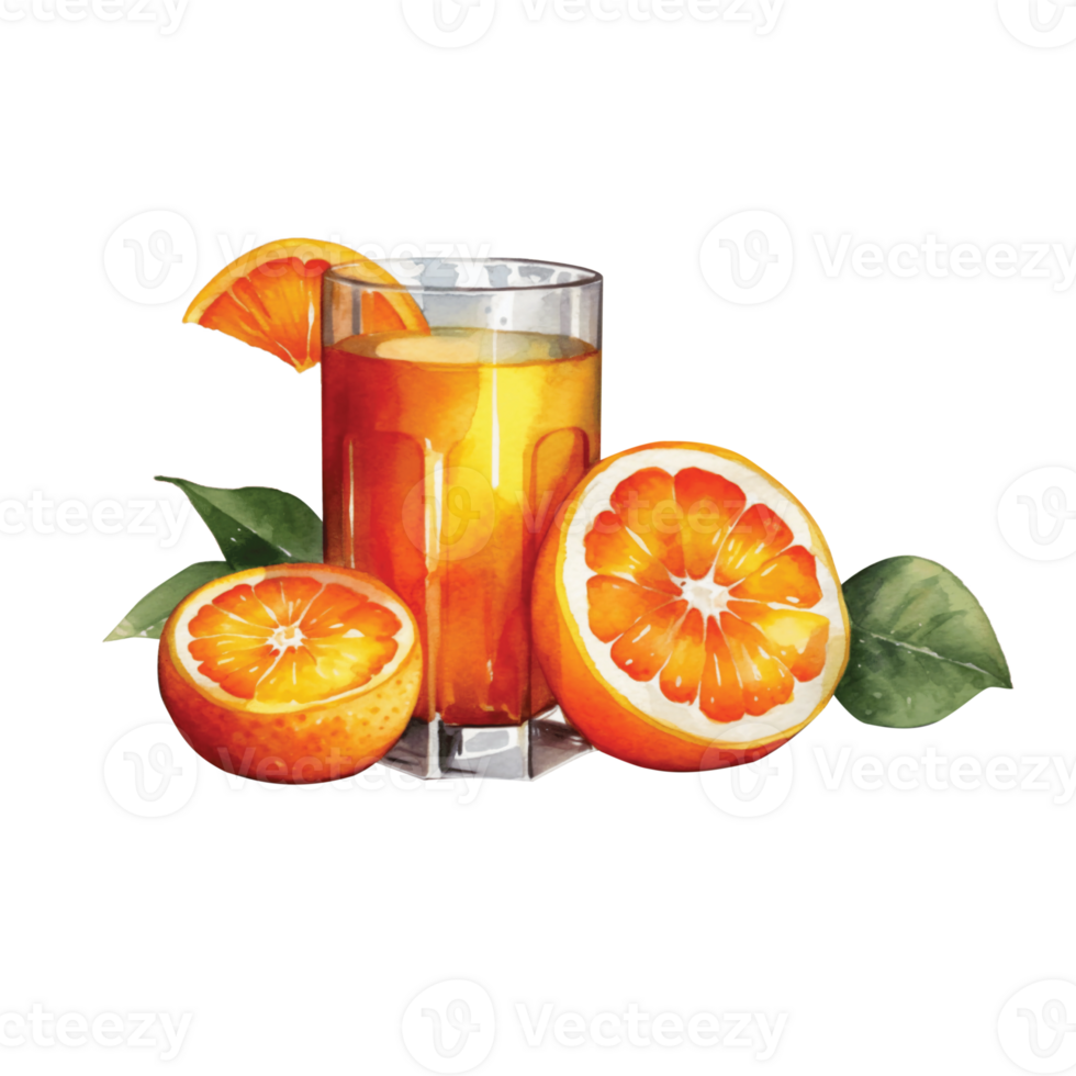 Isolated Orange Fruit Juice Drink and Orange Cake on Transparent PNG Background AI Generative
