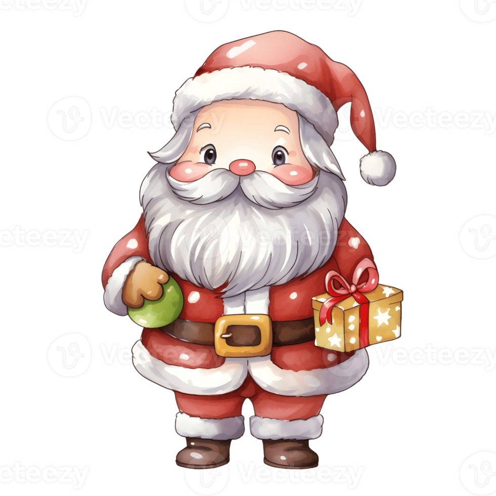 Santa Claus Illustration Simple on Transparent PNG Background ai generator