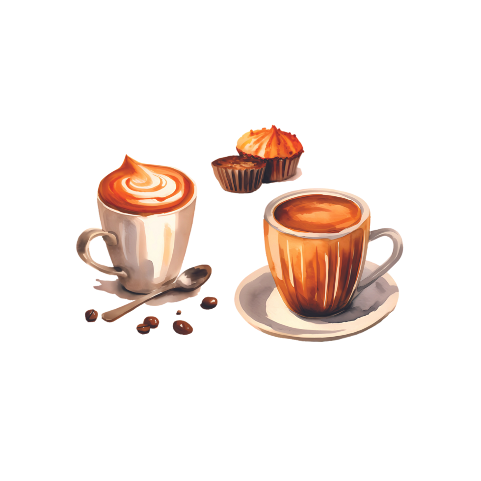 Isolated Cake and Chocolate Drink on Transparent PNG Background AI Generative