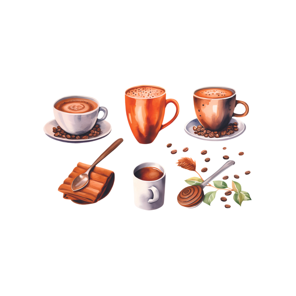 Isolated Cake and Chocolate Drink on Transparent PNG Background AI Generative