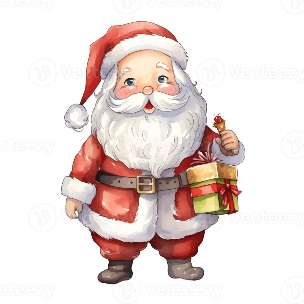 Full Color Santa Claus Clipart on Transparent PNG Background ai generator