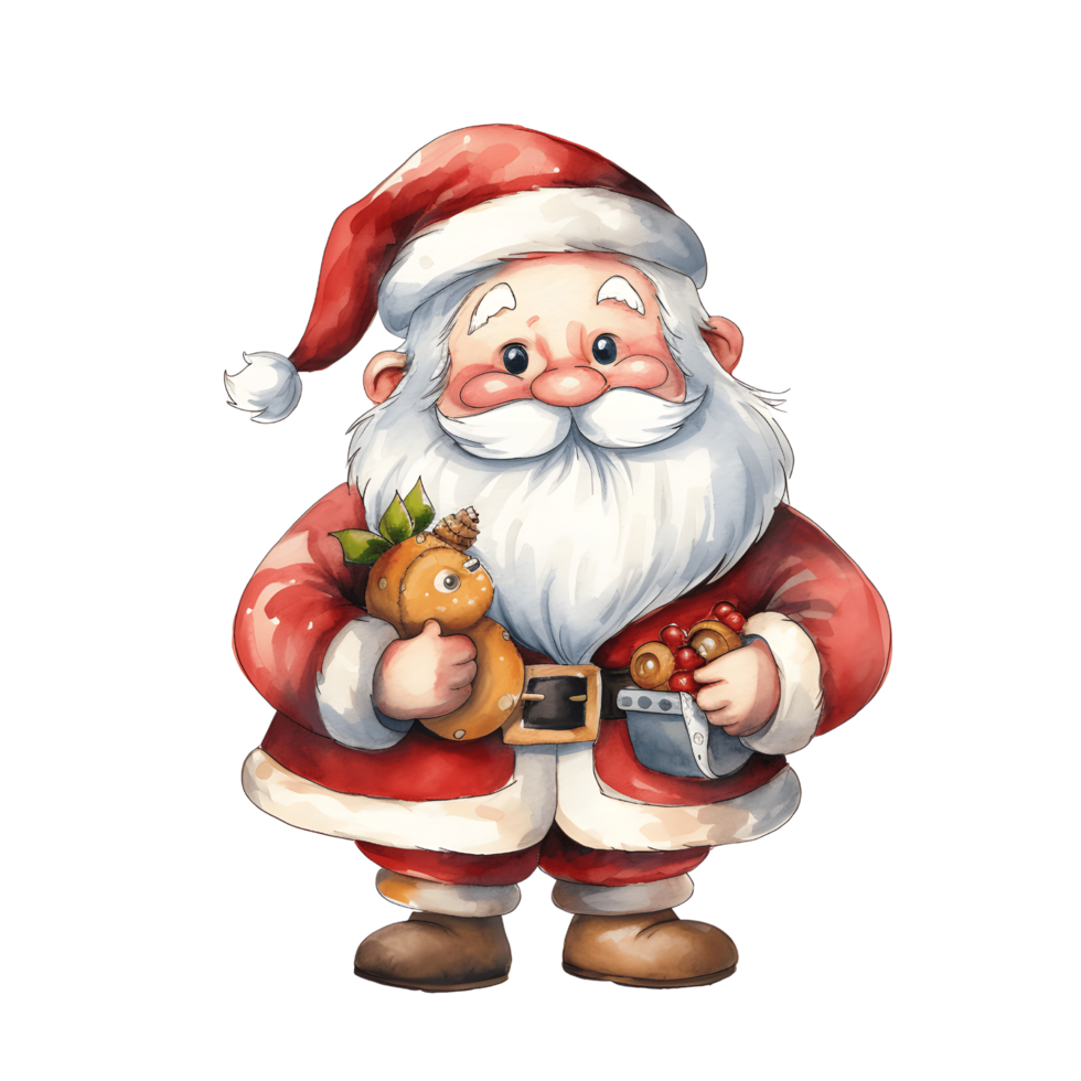 Simple Santa Claus Illustration on Transparent PNG Background ai generator