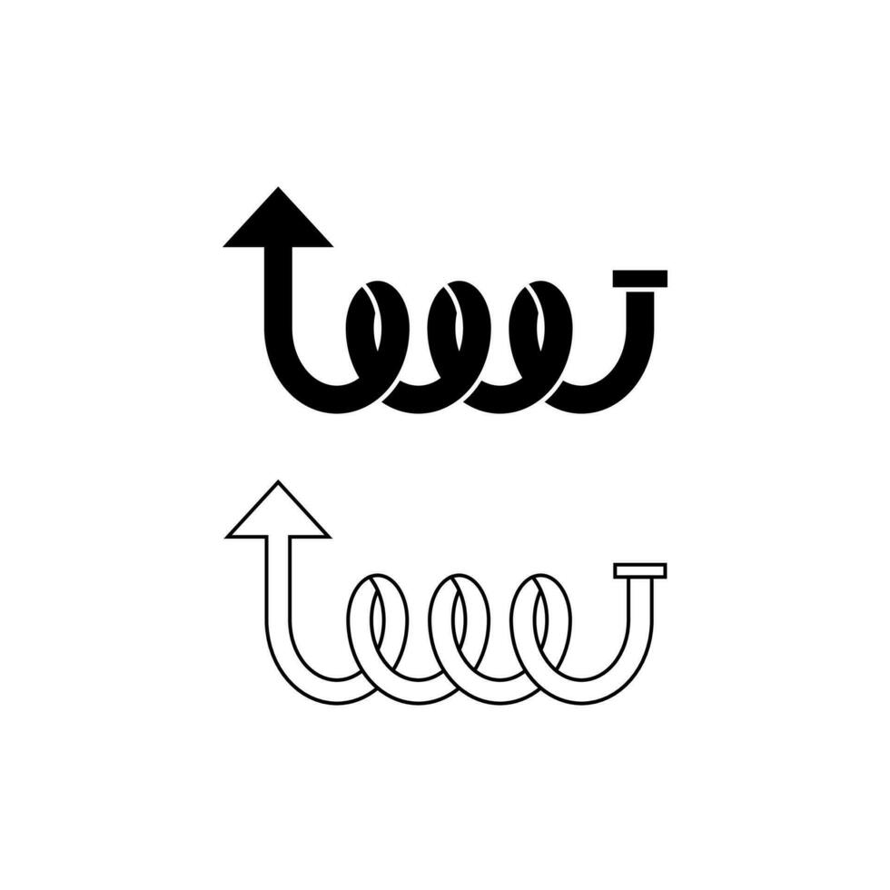 espiral flecha icono. resumen mínimo, delgado, sencillo y limpio. usado para logo, símbolo, firmar, web, móvil y infografía vector