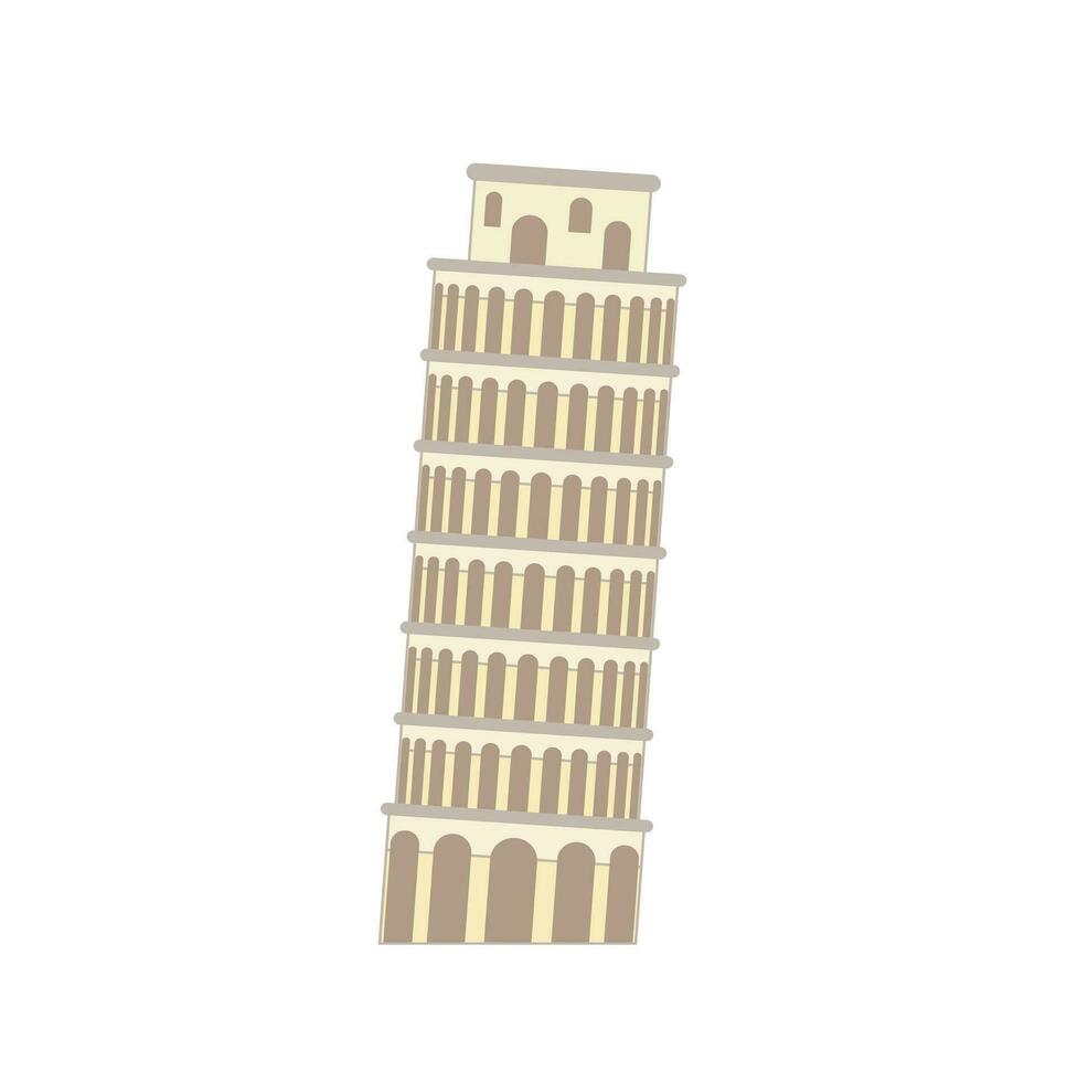 propensión torre de Pisa plano vector ilustración en color aislado en blanco antecedentes. un símbolo de Italia. articulo para turismo concepto. de viaje. mundo famoso puntos de referencia