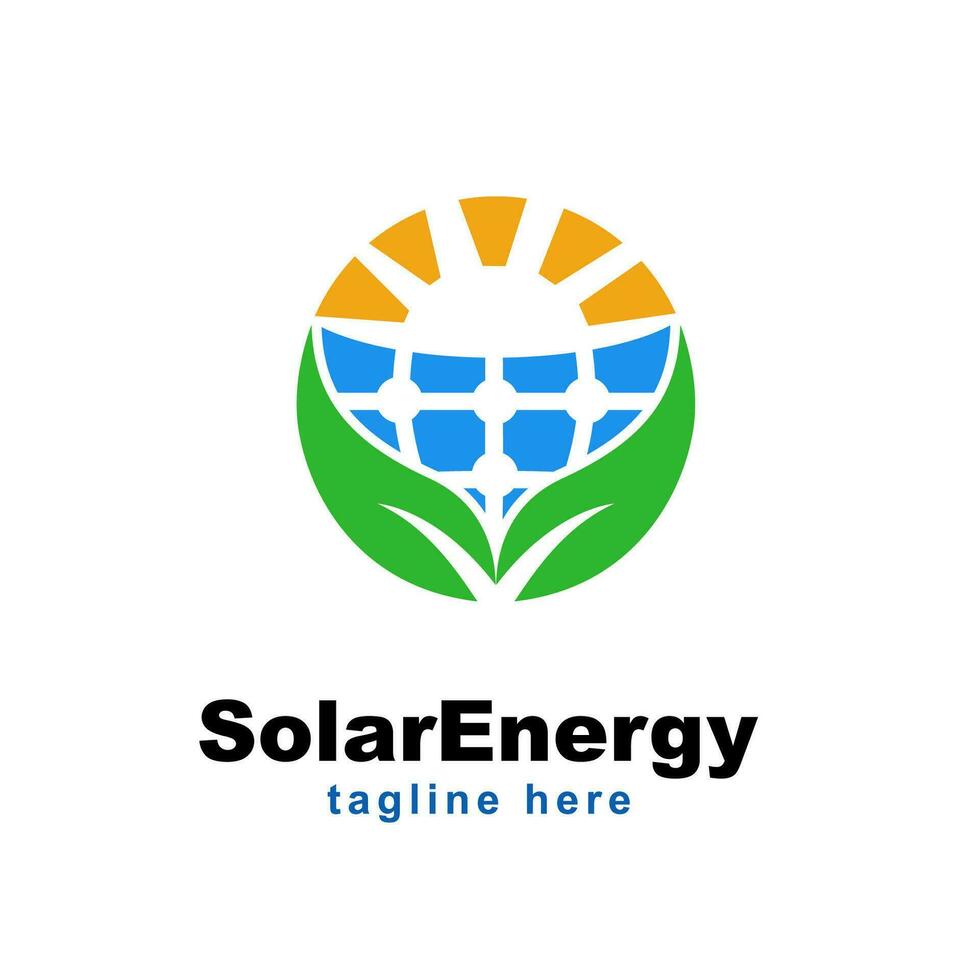 solar energy logo renewable green energy vector illustration
