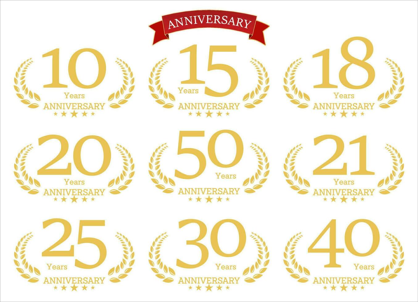 Anniversary laurel wreaths retro design vector collection