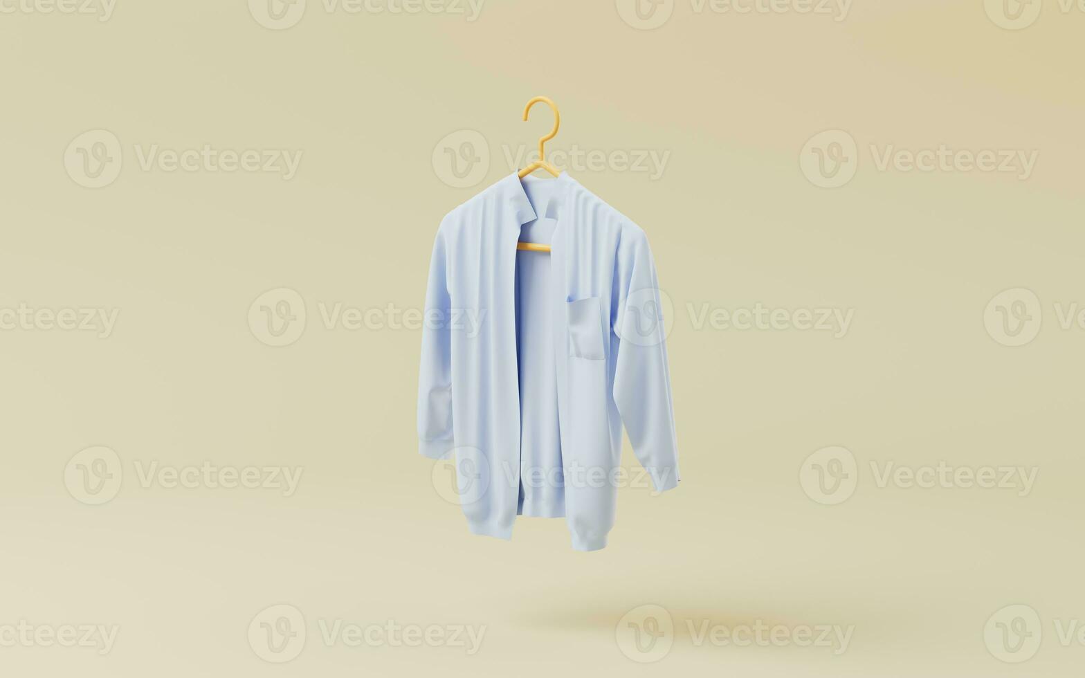 A man's shirt with yellow background, 3d rendering. photo