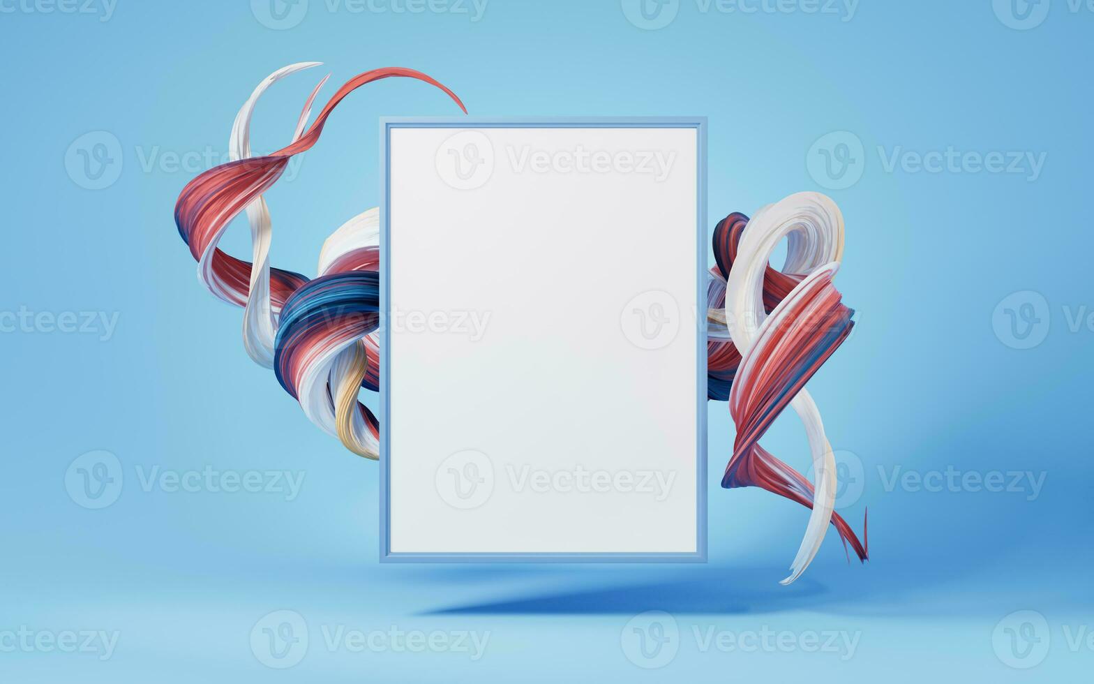 Blank board with abstract flowing gradient lines, 3d rendering. photo