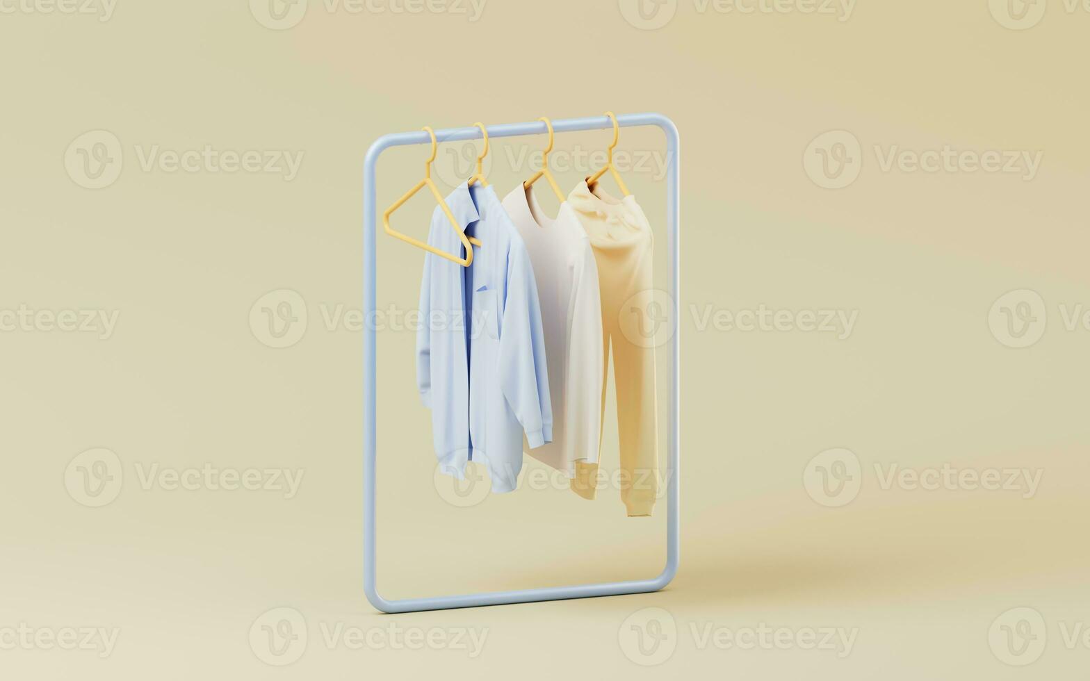 Clothes and trousers with yellow background, 3d rendering. photo