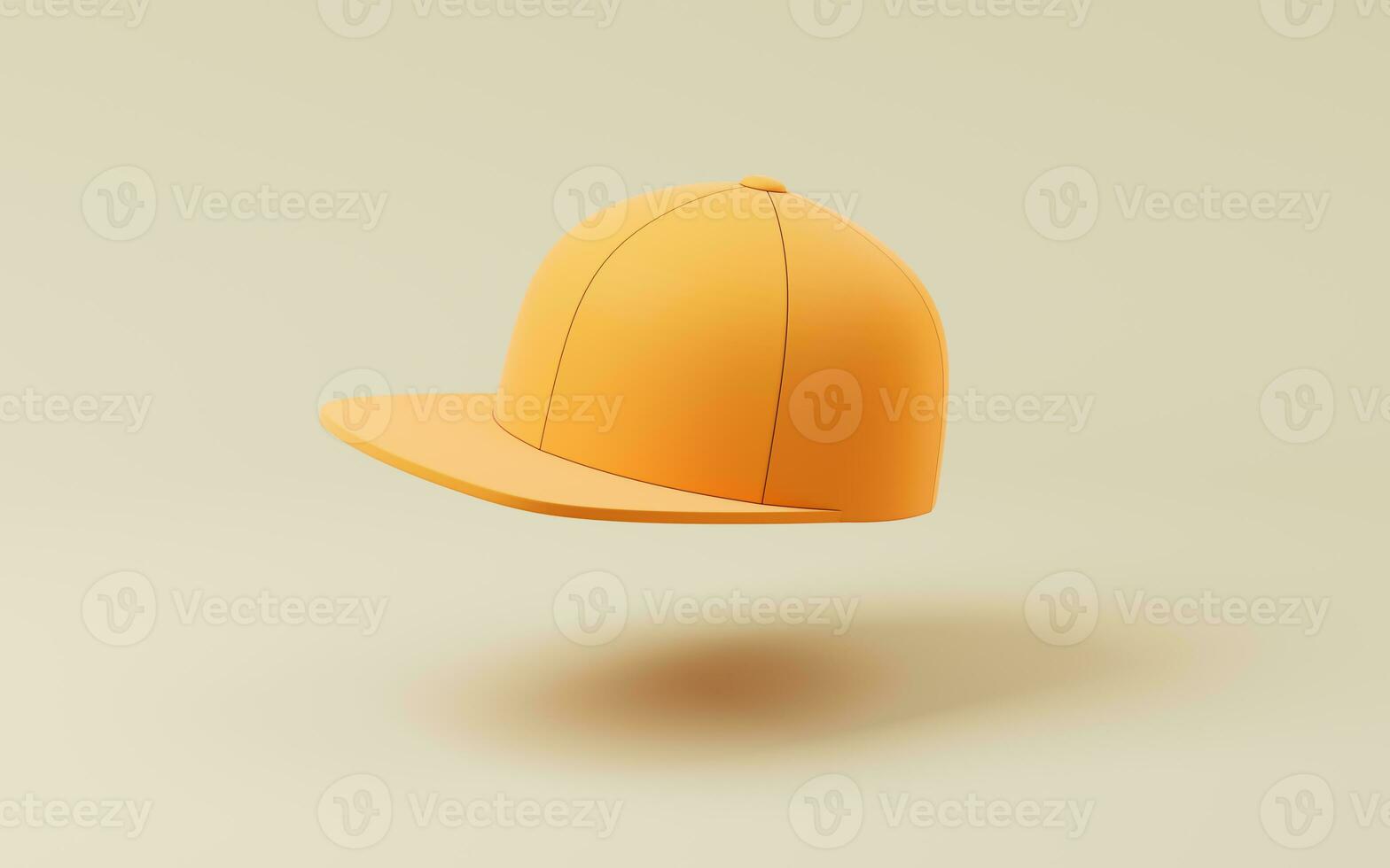 un dibujos animados gorra con amarillo fondo, 3d representación. foto