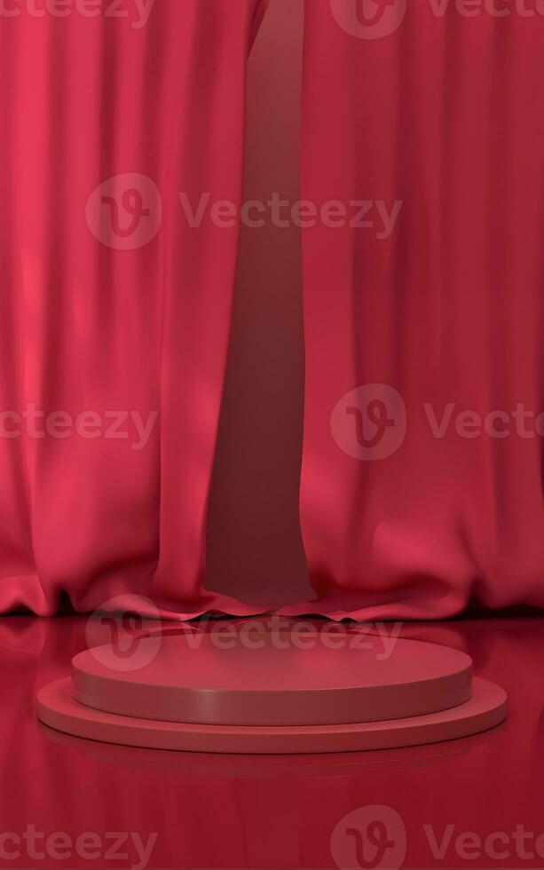 Empty room with soft curtain, 3d rendering. photo