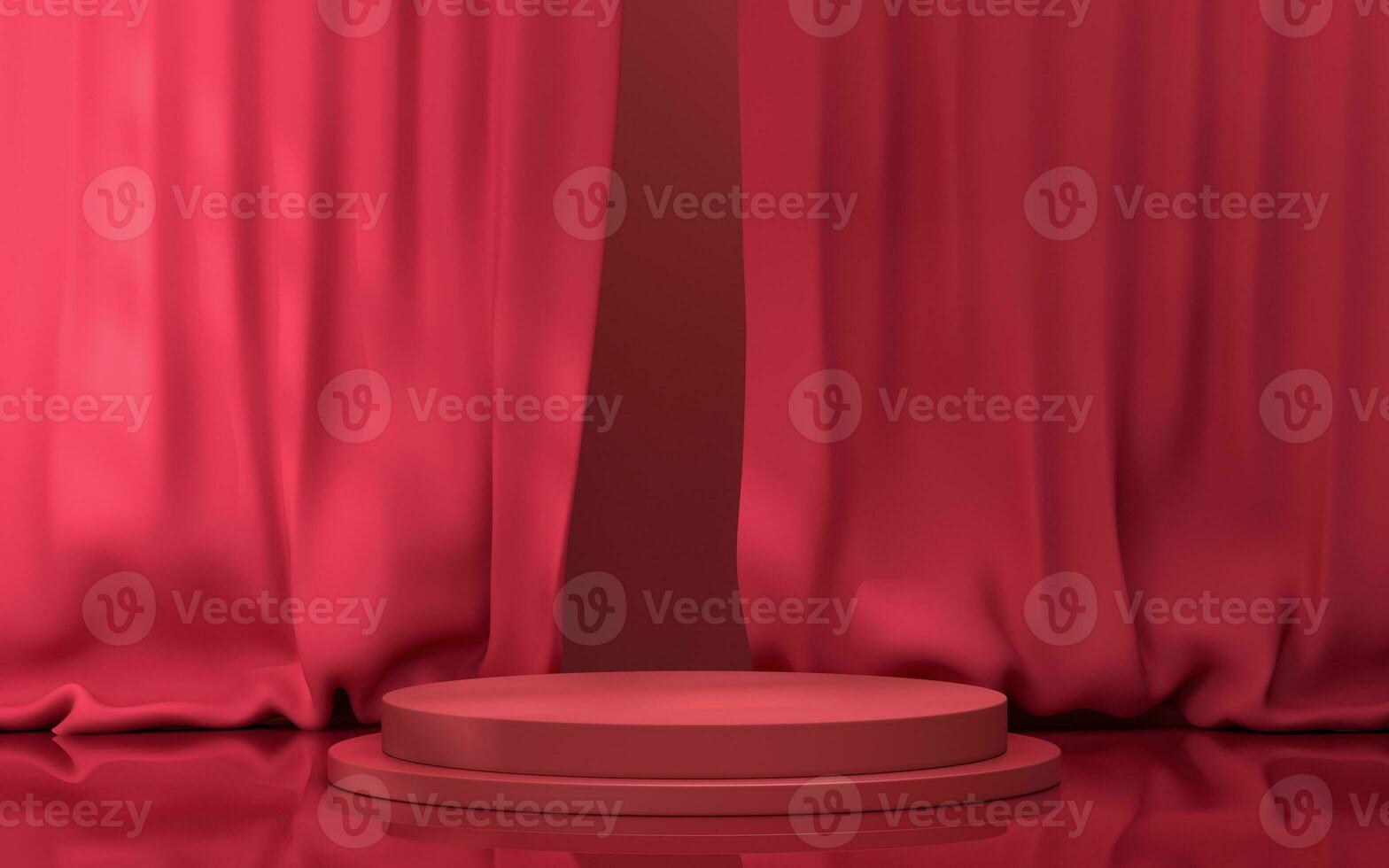Empty stage with soft curtain background, 3d rendering. photo