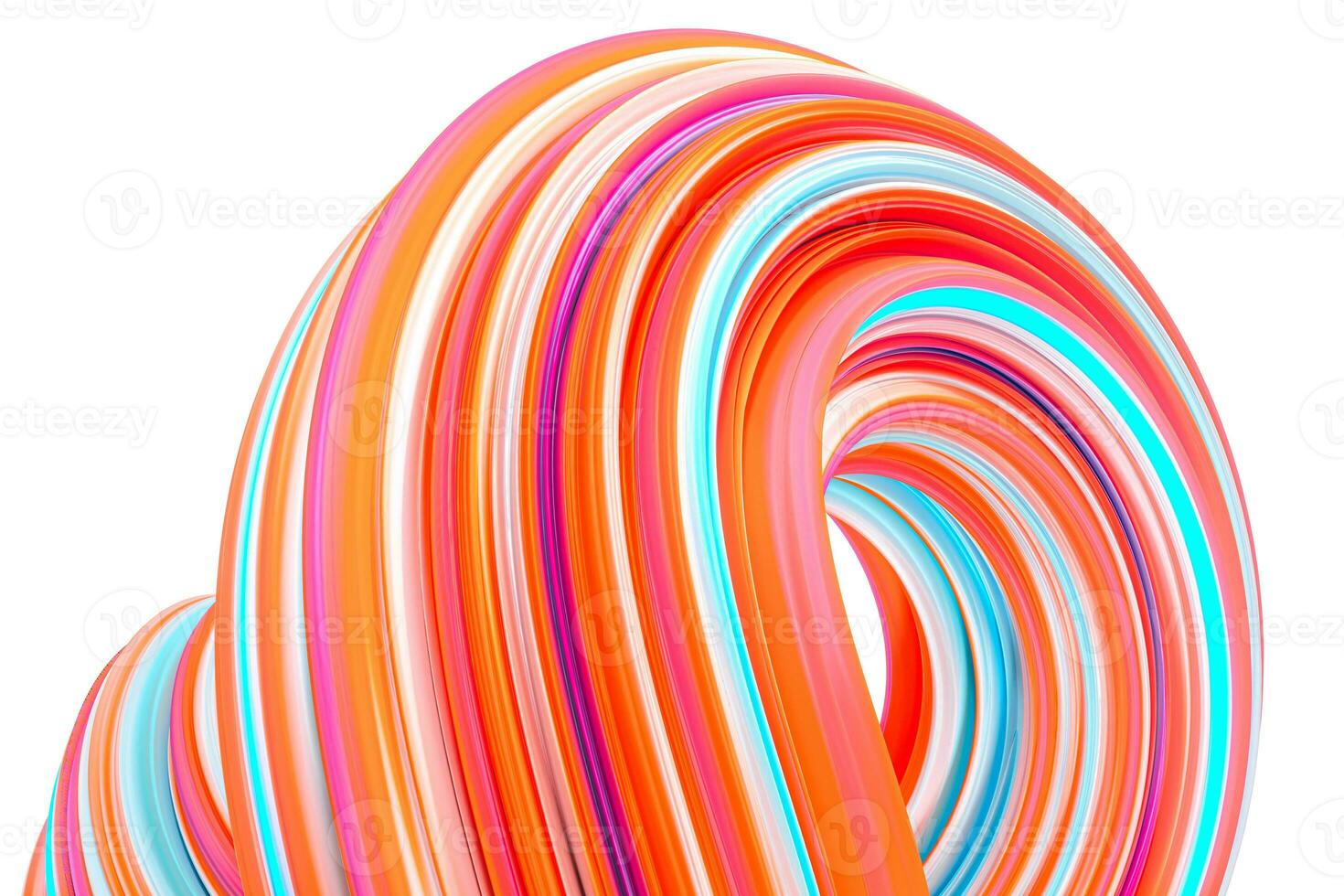 Colorful round geometry, gradient curve background, 3d rendering. photo