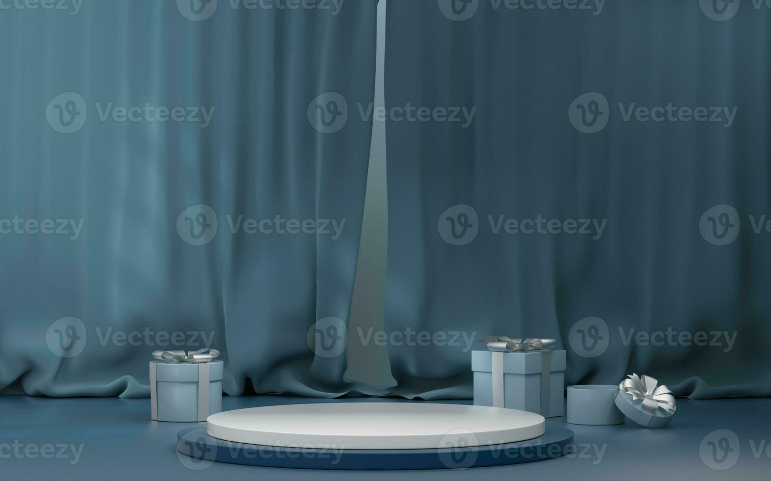 Empty stage with soft curtain background, 3d rendering. photo