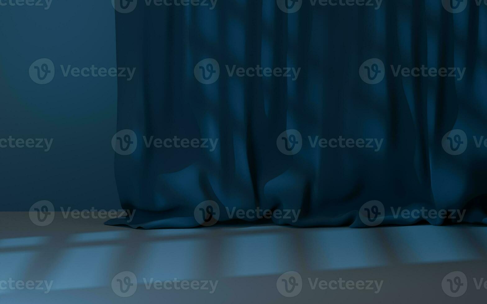 Empty room with soft curtain, 3d rendering. photo